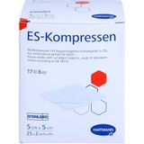 ES-KOMPRESSEN: Hartmann ES-KOMPRESSEN: Steriele hydrocompressen voor wondreiniging en wondafdekking, evenals voor het aanbrengen van zalven, 5 x 5 cm, 8-voudig, 17-dradig, 25 x 2 stuks