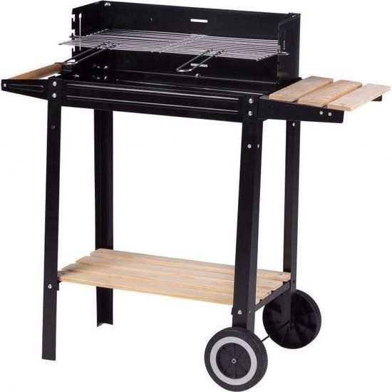 Viking Choice Barbecue - BBQ - houtskool - zwart - met zijtafel - verstelbaar rooster