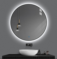 Badkamerplanet Badkamerspiegel Rond LED Mat Zwart 80 cm met Spiegelverwarming