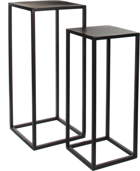 Mica Decorations Goa Bijzettafel - Set van 2 - Zwart - Metaal - Industrieel