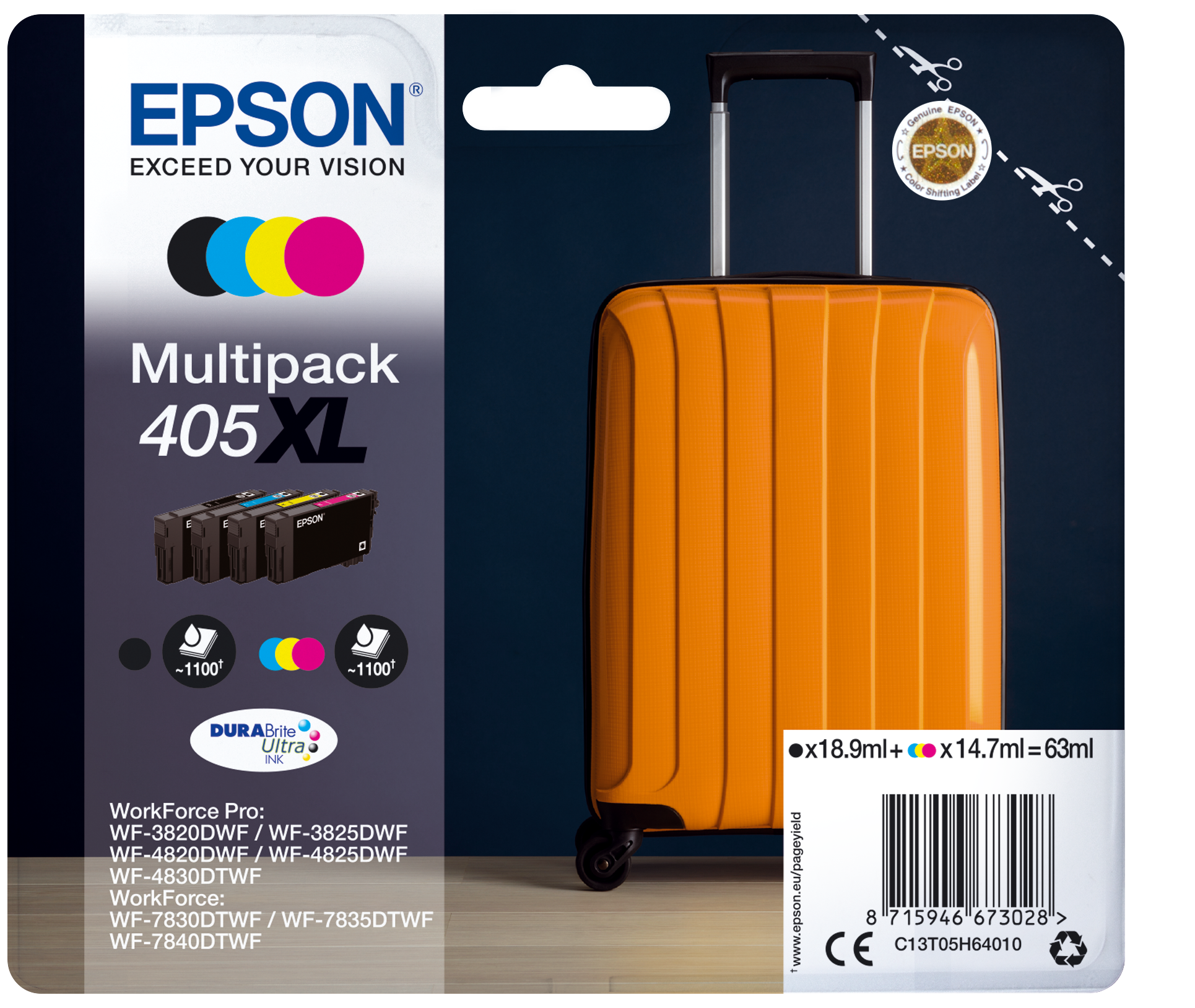 Epson Multipack 4-colours 405XL DURABrite Ultra Ink single pack / cyaan, geel, magenta, zwart