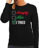 Bellatio Decorations Naughty nice Foute Kerst Sweater - Kersttrui - Zwart - Dames - Sexy - S