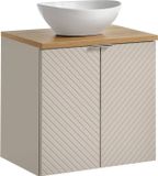Manoa Meuble de salle de bain 60 cm Cachemire avec plateau en bois de chêne