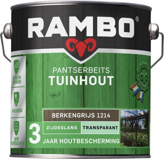 Rambo Pantserbeits Tuinhout Zijdeglans Berkengrijs 2.5L - Voor Buiten