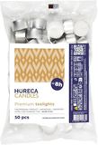 Horeca Candles - Premium Theelichtjes Wit, Geurloos - Set van 50 Stuks - Brandtijd 8 Uur