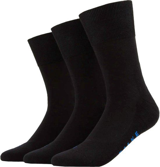 FALKE Run 3-Pack eenkleurig katoen multipack sokken unisex zwart - maat 44-45