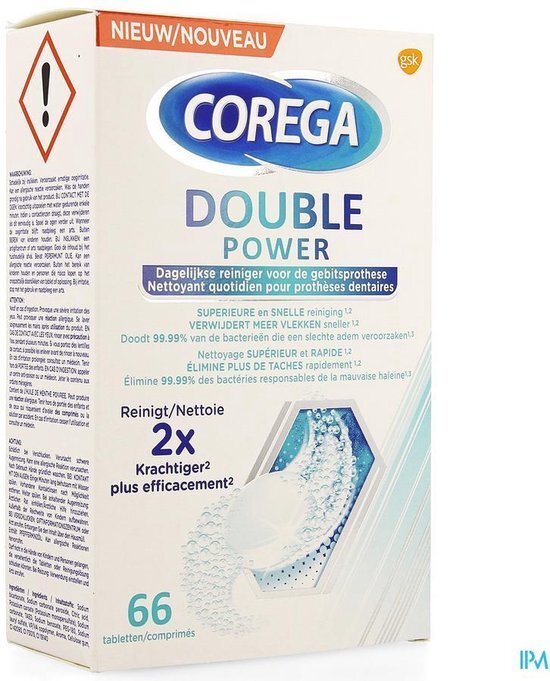 Corega double power reinigingstabletten 66st