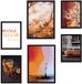 Wandprints set oranje, geel & wit - zonder lijst - wanddecoratie voor thuis en kantoor - gecertificeerde materialen, Made in Italy - bijpassende poster 2 x A3 & 4 x A4 B3-30 x 42 & 21 x 38 cm