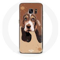 Maniacase Hoesje voor Samsung Galaxy S6 Basset Hound hondengezicht