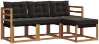 vidaXL Loungeset met 4 zitplaatsen, acaciahout, naturel en zwart