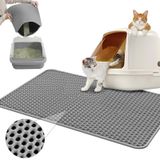 Merkloos Kattenbakmat - 60 x 40 cm - Waterdicht - Dubbellaags - Grijs
