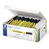 STAEDTLER Noris schrijfpen 307 Fineliner, behuizing van 97% gerecycled plastic volgens ISO 14021, fineliner in schoolbox, zwart, 100 stuks, 307-9 C100