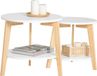 SoBuy Set van 2 bijzettafels, massief rubberhout, 2-delig, wit