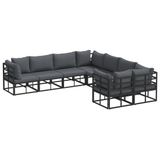 vidaXL Tuinbank - Set - 8 - st - Zwart - Staal