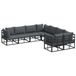 vidaXL Tuinbank - Set - 8 - st - Zwart - Staal