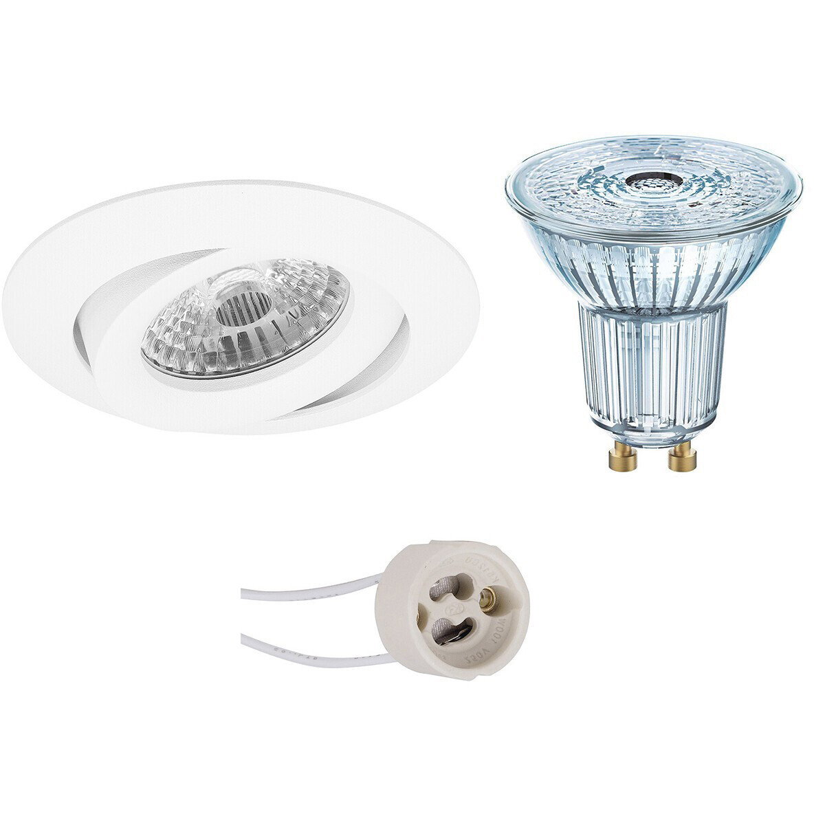 Osram - LED Spot Set - Parathom PAR16 940 36D - Pragmi Uranio Pro - GU10 Fitting - Dimbaar - Inbouw Rond - Mat Wit - 5.5W - Natuurlijk Wit 4000K - Kantelbaar - Ã˜82mm