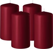 Enlightening Candles Bougie cylindrique/bougie pilier - 4x - bordeaux - D6 x H15 cm - 58 heures de combustion - Bougies épaisses - Pour chandelier ou plateau