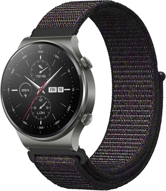 imoshion Nylon Smartwatch Bandje voor de Huawei Watch GT 2,Huawei Watch GT 2 Pro,Huawei Watch GT 2e Sport 46 mm - Zwart