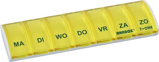 Able2 Anabox Pillendoos - Weekbox - Geel - Rechthoekig