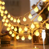6 meter 40 LED bollen lichtjesslinger USB aangedreven - 1,8 cm Ballen Blanc chaud