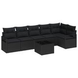 vidaXL Tuinbank Set Zwart Poly Rattan