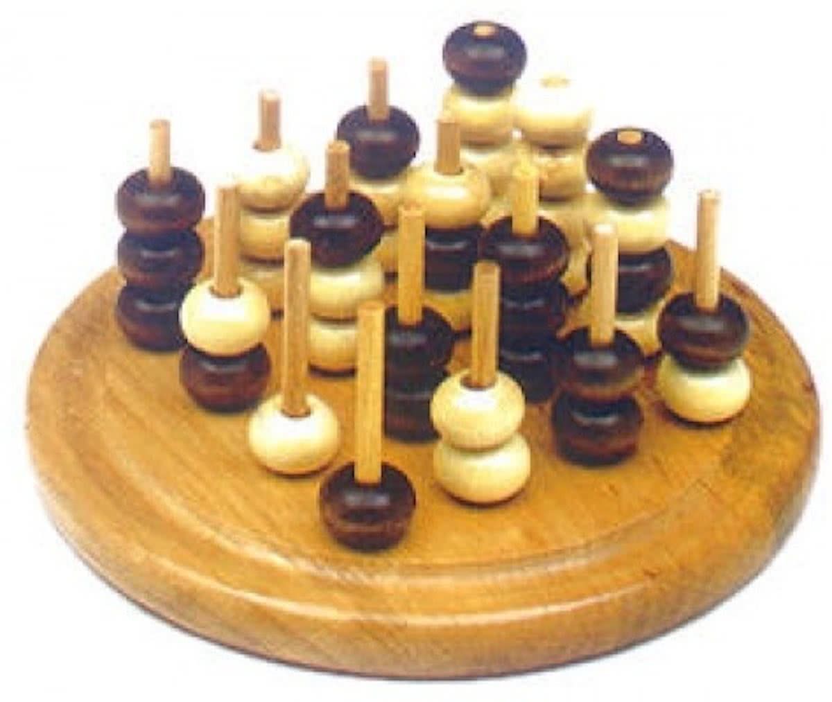 HOT Games Molenspel TicTacToe 3 D. hout blank/bruin gelakt rond