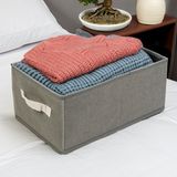 Bewello Stoffen Opbergbox met Handvat – Opvouwbare Opbergdoos Organizer – Grijs – 38,5 x 24 x 16,5 cm – 15L [BW2077]