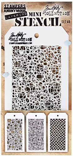 Tim Holtz - Stampers Anon MST46 (3 EA.) Tim holtz layered stencils mini-sjablonenset nr. 46, eenheidsmaat