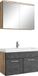 Badplaats Meuble de salle de bain Paso 02 80 x 40 cm – Châtaignier avec Gris Foncé – Meuble de salle de bain avec lavabo et armoire à miroir