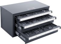 VEVOR Boordispenserkast, Boordispenser Met Drie Laden voor 1 Mm Tot 13 Mm, Stalen Boordispenser-Organizer Met Labels, Stapelbare Boordispenser voor Booropslag