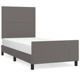VidaXL Bedframe met hoofdbord, kunstleer, grijs, 160x200 cm
