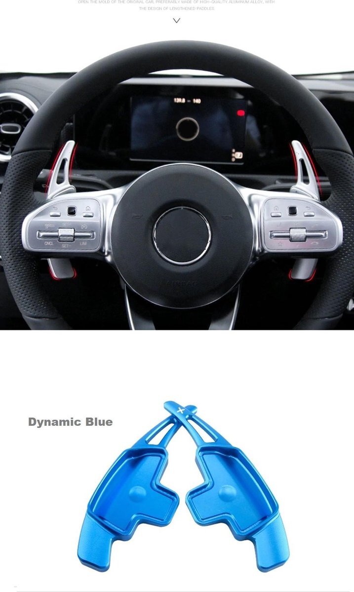 No Name Blue Aluminium Flippers DCT DSG Paddle Shifters Mercedes A Klasse W177 V177 A180 A180d A200 A250