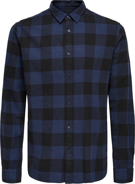 ONLY & SONS ONSGUDMUND LS CHECKED SHIRT NOOS Men's Shirt - Size XL - Dress Blues