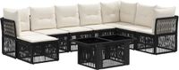 vidaXL Tuinbank - Set - 9 - st - Zwart - poly - rattan