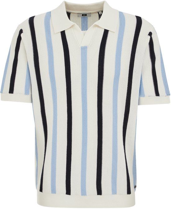 WE Fashion Heren regular fit polo met structuur