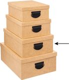 5Five Opbergdoos - opslag box - goudgeel - L35 x B26 x H14 cm - Stevig karton - Industrialbox