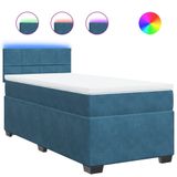 vidaXL Boxspringbed met matras, fluweel, blauw, 80x200 cm