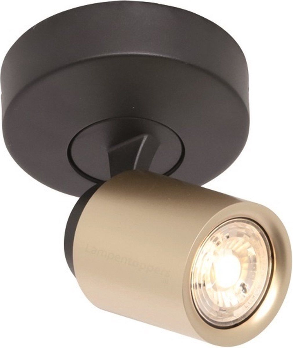 Freelight Spot Razza Mat Zwart Goud 1 lichts GU10 - Metaal - 8720143024061