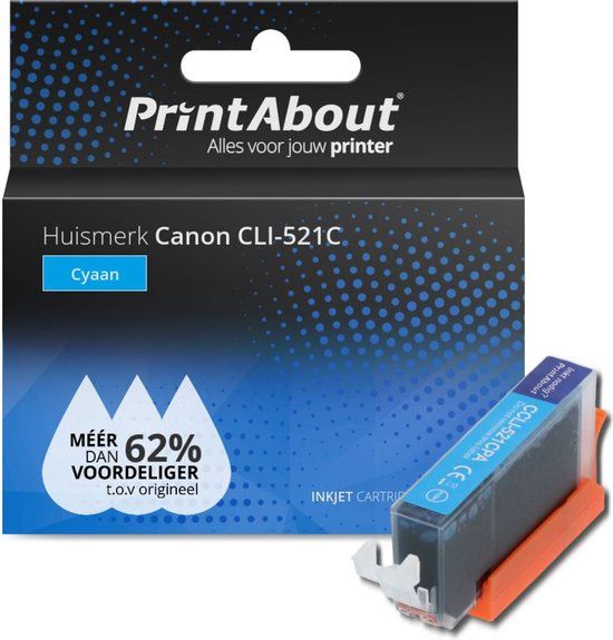 PrintAbout Huismerk | Canon CLI-521C | Cyaan | Compatibel