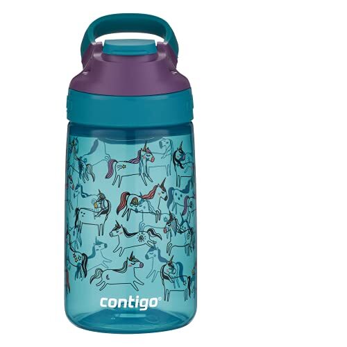 Contigo Gizmo Sip kinderdrinkfles, BPA-vrije stevige waterfles, 100 % lekvrij, intuïtief drinken met een druk op de knop, eenv. reiniging, ideaal voor kleuterschool, crèche, school, sport, 420 ml