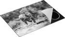 Chefcare Inductie Beschermer Tijger Loopt in het Water - Zwart Wit - 75x50 cm