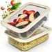 Unyqoos® Set de récipients en verre, 2 pièces, pour la préparation de repas – 2x 1520 ml, en verre borosilicaté, avec couvercles hermétiques en silicone, adapté au micro-ondes, au four et au congélateur, transparent