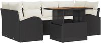 vidaXL Tuinbank - Set - 7 - st - Zwart - Poly - rattan