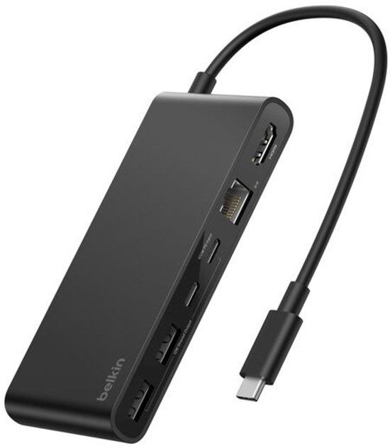 Belkin INC024HQBK 8-in-1 USB-C Hub, 10000 Mbit/s, Zwart