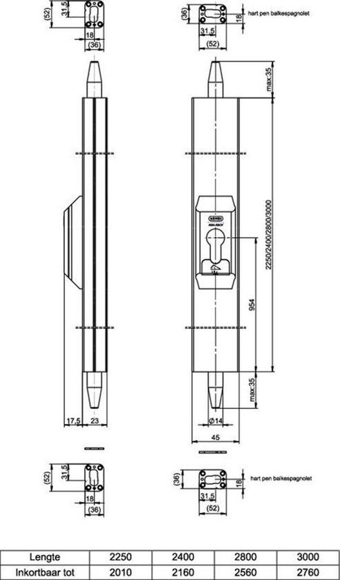 Nemef Opbouwespagnolet 5092/13 F1 Z/Cil SKG*** 2250mm