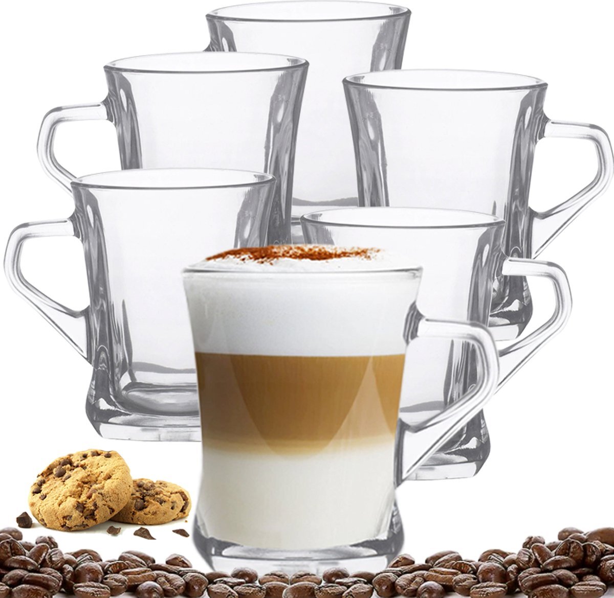 Altom Design Luxe Cappuccino Glazen - Koffieglazen - Latte Glazen - Cappuccino Kop - 250 ML - Set Van 6