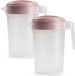 Plasticforte Carafe à eau - 3x - 2L - Rose/Transparent - Plastique - Avec couvercle
