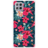 Samsung Bedrukt siliconen hoesje compatibel met Galaxy A42 5G Hibiscus Fuchsia