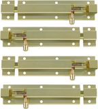 AMIG schuifslot/plaatgrendel - 4x - aluminium - 25cm - goud - incl schroeven - deur - raam