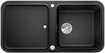 Blanco Yova XL 6 S, 523594 Silgranit PuraDur, keukenspoelbak, omkeerbaar, antraciet-zwart, met InFino-afvoersysteem, inclusief compound-snijplank en afvoerafstandsbediening